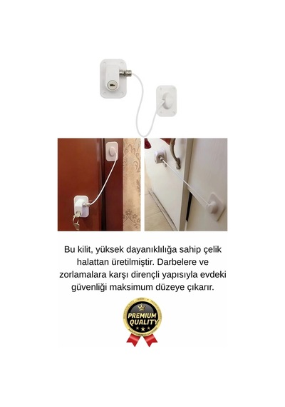 Güvenlikkilidi Dayanıklı Çelik Halat Beyaz Plaka Pvc Pencere Emniyet Çocuk Halatlı Güvenlik Kilidi Çok Renkli