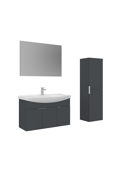Orka Purus 100 Cm Mat Antrasit Düz Aynalı Banyo Dolabı Takımı Ve Boy Dolabı Asma Antrasit Orka Purus 100 Cm Mat Antrasit Düz Aynalı Banyo Dolabı Takımı Ve Boy Dolabı Asma Antrasit