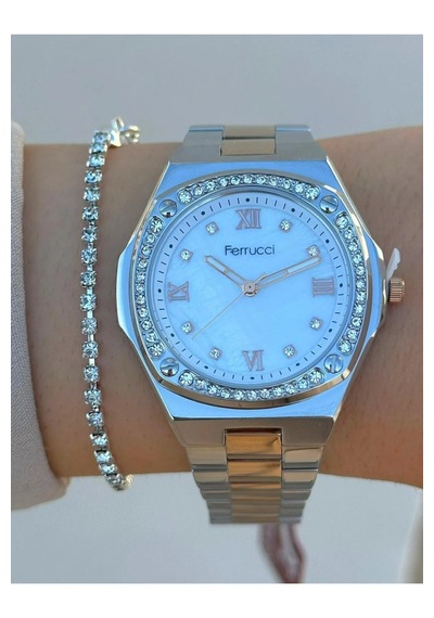 Ferrucci Fc23183 Silver&rose Çelik Kadın Kol Saati+bileklik