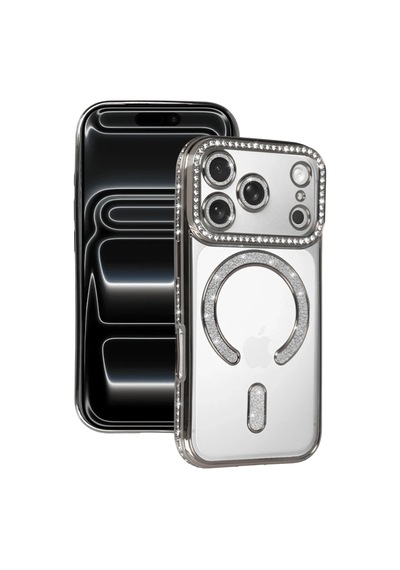 Apple İphone 17 Pro Max Joke Simli Magneticsafe Kılıf - Gümüş
