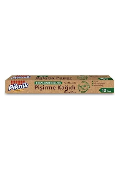 Piknik Doğal Hazır Kesilmiş Pişirme Kağıdı 10lu Açık Gri