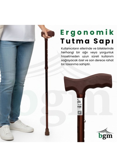 Baston Katlanabilir Denge Bastonu Yüksek Kalite Ayarlanabilir Kahverengi-bronz Baston