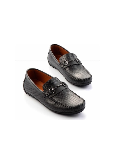 Bambi Siyah Leather Erkek Loafer Ayakkabı E01378000407 Siyah