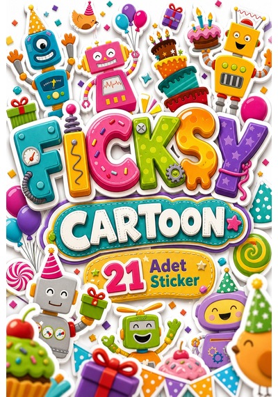 Sevimli Robotlar Doğum Günü Temalı Sticker Seti - 21 Adet Etiket Çıkartma Diğer