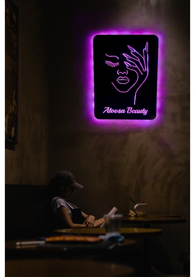 Led Işıklı Kişiselleştirilebilir Kadın Temalı Tablo Biana Dekoratif Gece Lambası Pembe - 737240857 Pembe