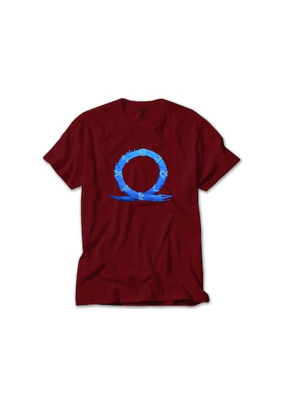 God of War Ragnarok Blue Logo Kırmızı Tişört