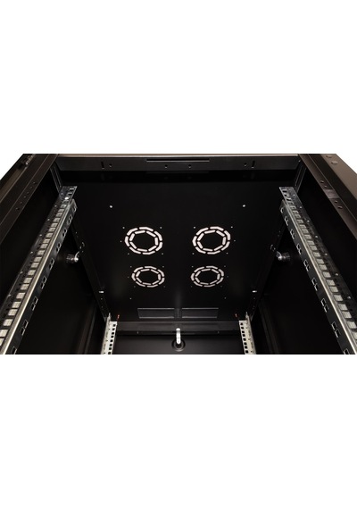 Lande Demonte 42u 600x800 Hyperline Dikili Tip Rack Kabinet Siyah Ön Cam Kapak / Tekerlekli