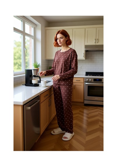 Ersefa Kadın Puantiye Detaylı Bisiklet Yaka Pijama Takımı Fonksiyonel Da Kahverengi Ersefa Kadın Puantiye Detaylı Bisiklet Yaka Pijama Takımı Fonksiyonel Da Kahverengi