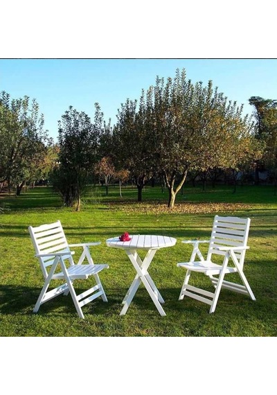 Ürgüp Bahçe Balkon Beyaz Set: 90lık Masa + 2 Adet Sandalye Ürgüp Bahçe Balkon Beyaz Set: 90lık Masa + 2 Adet Sandalye