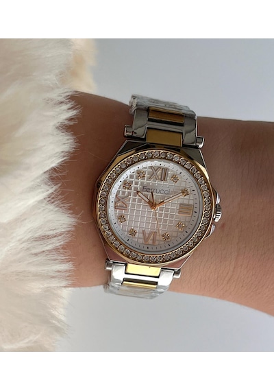 Ferrucci Fr55129 Zirkon Taşlı Şık Çelik Kordon Ve Kasa Kadın Kol Saati Altın - Gümüş