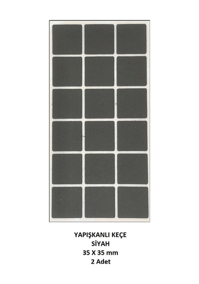 Zemin Koruyucu, 35x35 Mm Keçe, Siyah 2 Adet Siyah