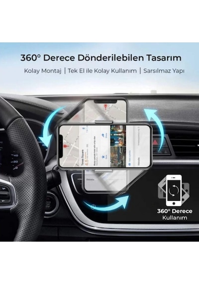 Saiji T2 Araç İçi Telefon Tutucu Havalandırma Klipsli 360 Dönebilen Universal Uyumlu 2 Mixed