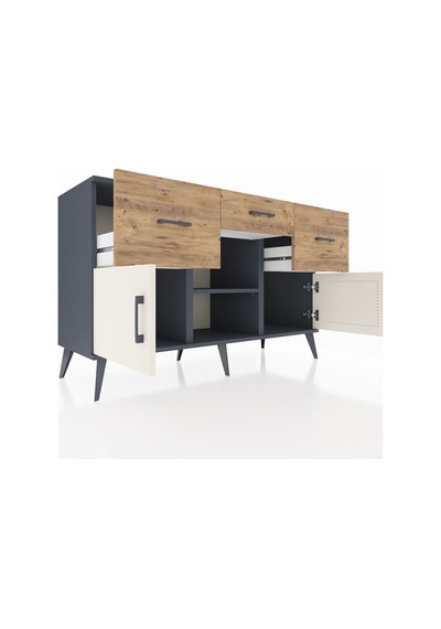 Kronos Konsol Tek Raflı 3 Çekmeceli 3 Kapaklı 132x59x83 Antrasit-aytaşı/çam Aytaşı/çam Kronos Konsol Tek Raflı 3 Çekmeceli 3 Kapaklı 132x59x83 Antrasit-aytaşı/çam Aytaşı/çam