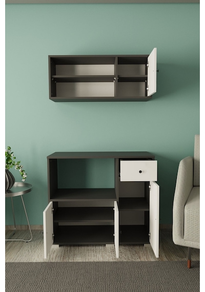 Besta 90 Cm Set Altı Dolap Antrasit - Beyaz