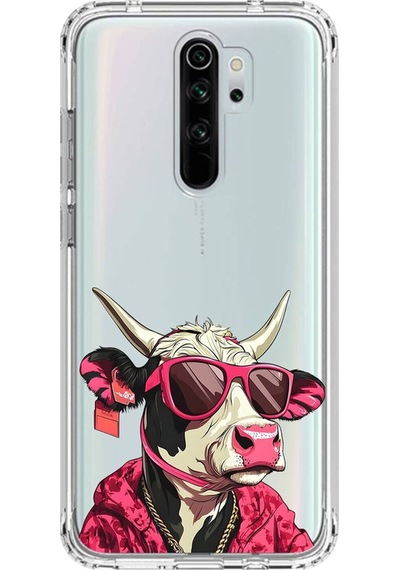 Xiaomi Redmi Note 8 Pro Uyumlu Şeffaf Kılıf Cool İnek Tasarımlı