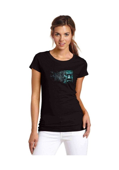 Breaking Bad In The Car Baskılı Siyah Kadın Tshirt