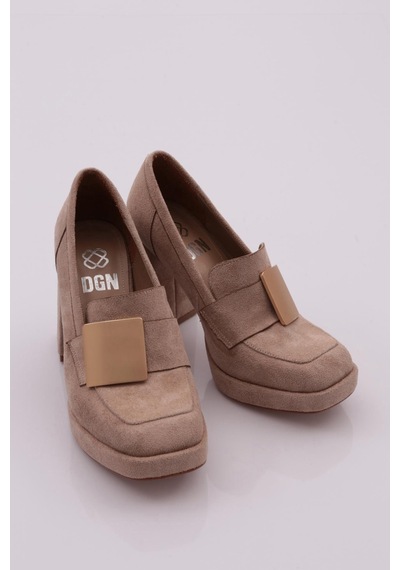 Dgn K3803 Kadin Topuklu Loafer Ayakkabi K3803-424-R1920 Vizon