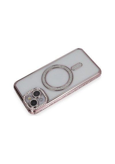 Apple iPhone Uyumlu 13 Kılıf Joke Simli Magneticsafe Kılıf - Pembe Bz8683140712907