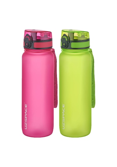 Uzspace 2'li Tritan Matara Seti 800 Ml 14 Farklı Renk Seçeneği Fiftyfifty-3053seta Pembe-Yeşil