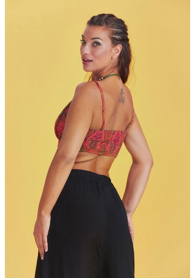 Los Banditos Desenli İnce Askılı Cut Out Detay Koton Bralet Turuncu