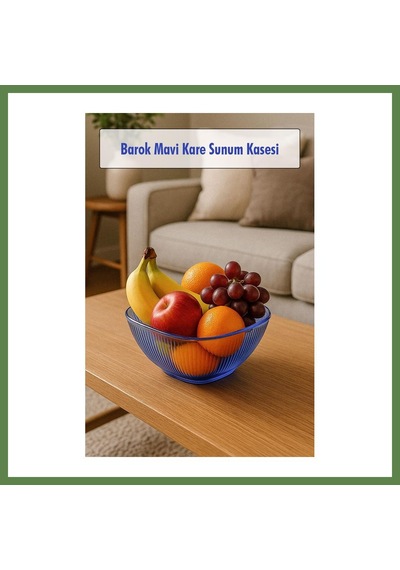 Bezos Barok Mavi Orta Boy Kare Kase & Sunum Kasesi - 1,5 Lt Hb006