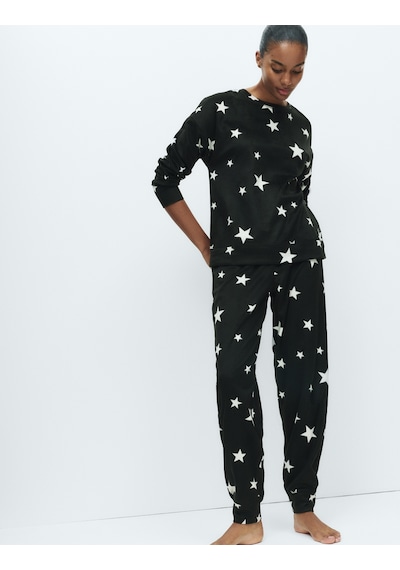 Marks & Spencer Polar Baskılı Pijama Takımı T37004626F Siyah Mix