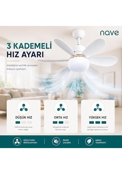 Nave Nv-tv10 Işıklı Tavan Vantılatoru 6 Kanat