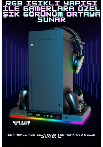 İpega Xbox Series X Smart 8in1 Rgb Işıklı Soğutucu Fanlı Şarj Standı