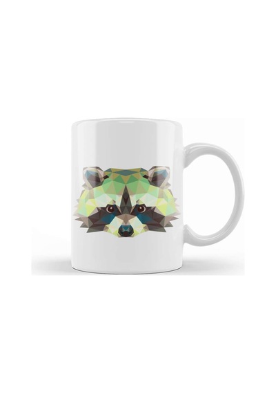 Geometric Animal Raccoon Kupa Bardak Porselen Karışık