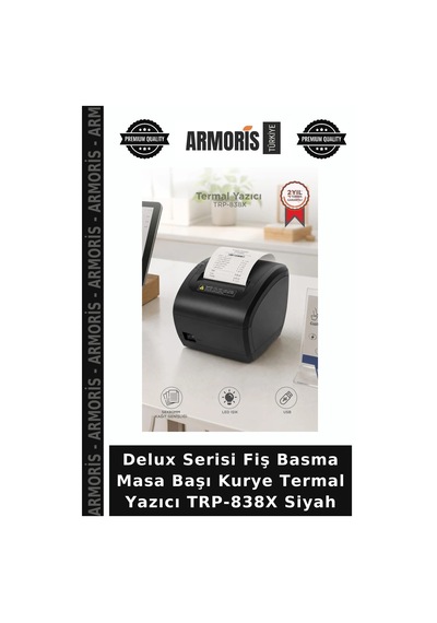 Delux Serisi Fiş Basma Masa Başı Kurye Termal Yazıcı Trp-838x Siyah