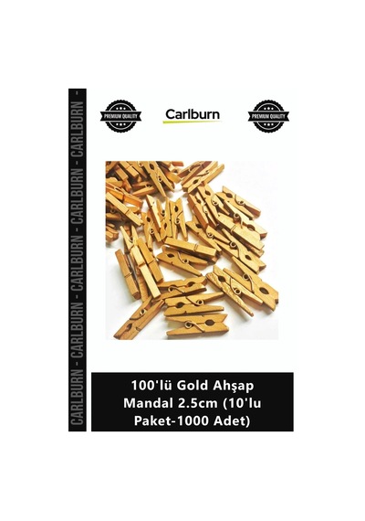 Özel Üretim Dekoratif Şık Tasarım Mini Fotoğraf 100'lü Gold Ahşap Mandal 25cm 10'lu Paket1000 Adet