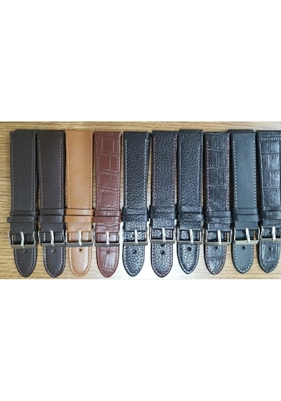 Kahve Floter Deri Saat Kordonu Kayışı 22 Mm