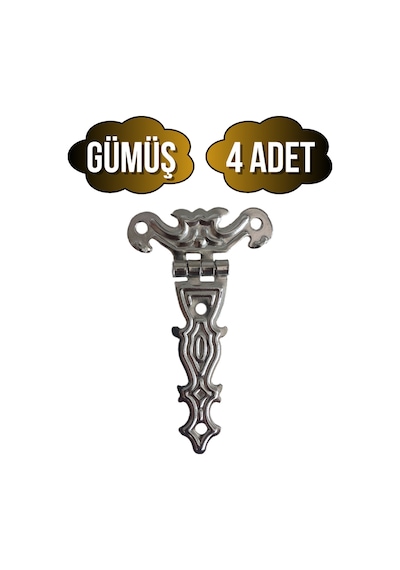 Kelebek Büyük Gümüş Dolap Menteşesi Mobilya Kutu Menteşesi Gümüş 4 Adet En:4cm Boy:7cm Gümüş