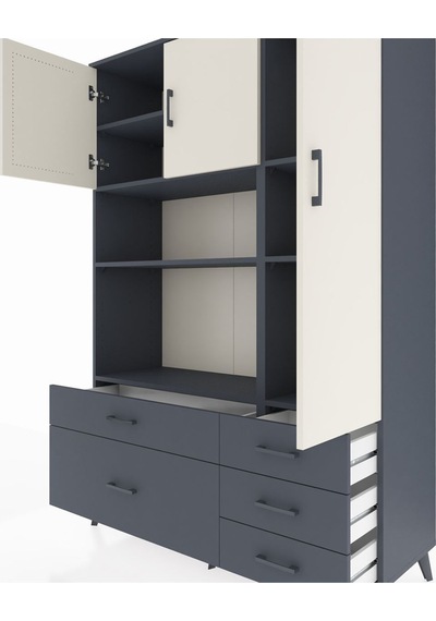 Hyperion Dolap 7 Raflı 5 Çekmeceli 3 Kapaklı 132x44x195 Antrasit-aytaşı/antrasit Aytası/antrasıt Hyperion Dolap 7 Raflı 5 Çekmeceli 3 Kapaklı 132x44x195 Antrasit-aytaşı/antrasit Aytası/antrasıt