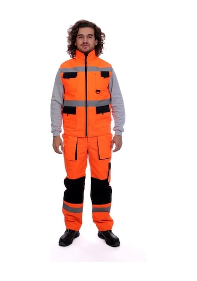 Çok Cepli Kapitoneli Yelek Turuncu