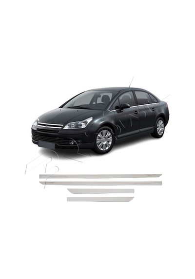 Citroen C4 Uyumlu 2004-2010 Krom Yan Kapı Çıtası 4 Parça Paslanmaz Çelik
