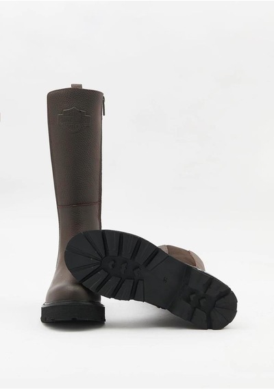 Harley Davidson Spiez Dark Brown Baskılı Deri Kadın Çizme 001