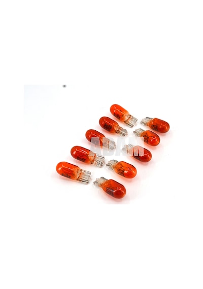 12v 5w Dipsiz T10 Ampul Turuncu Boyalı Amber Cam 10 Adet