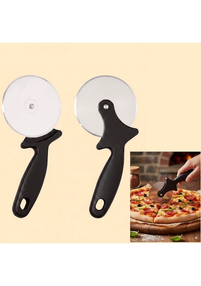Pizza Kesici Pizza Bıçağı Pizza Kesme Bıçağı Pizza Ruleti 1 Adet Paslanmaz Pizza Börek Kesme Bıçağı Gri - Siyah