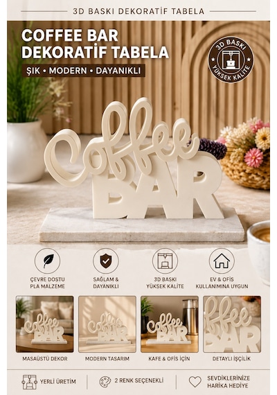 Coffee Bar Dekoratif Masaüstü Tabela 3d Baskı Modern Kafe Ve Mutfak Dekoru 05073139