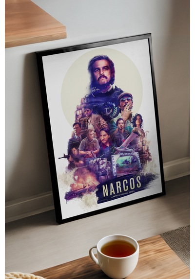 Narcos Siyah Ahşap Çerçeveli Poster, Film Duvar Tablosu
