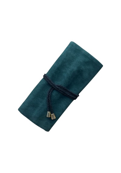 Kadife Takı Ve Mücevher Seyahat Rulo Düzenleyicisi Yeşil 35x20 Cm Yeşil