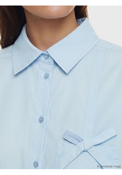 Lcw Modest Mavi Poplin Kadın Gömlek Tunik