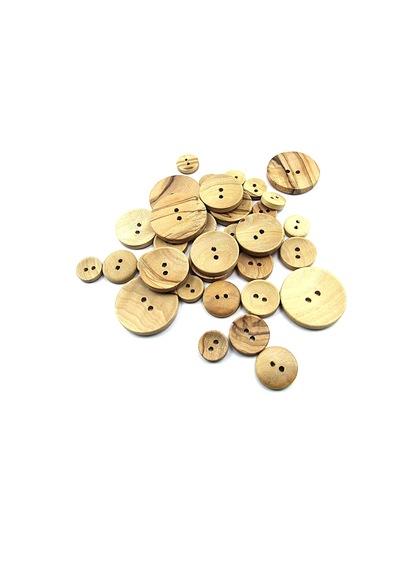 Tahta Dikme, 2 Delik Çanak Model, Doğal Ahşap, Zeytin Ağacı,100 Adet 20mm-32l