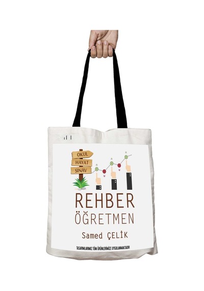 Art Hediye Siyah Kulplu Kişiye Özel Rehber Öğretmen Okul Hayat Sınav Yıkanabilir Okul Omuz Çanta Çok Renkli