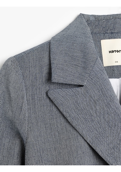 Koton Uzun Kollu Düğmeli Kruvaze Yaka Crop Blazer Ceket Lacivert 5sak50017uw Lacivert