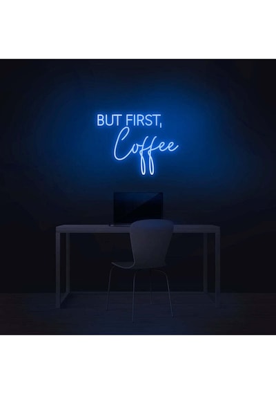 But Fırst,coffee Yazılı Neon Tabela Mavi