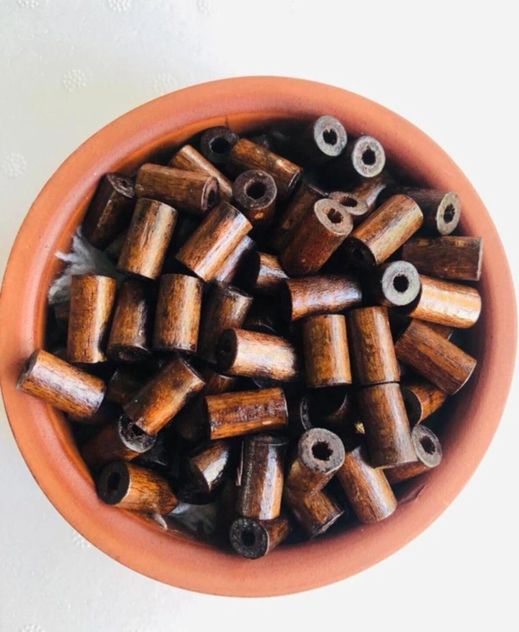 15mm Kahverengi Ahşap Kesme Boru Boncuk - 50 Adet -
