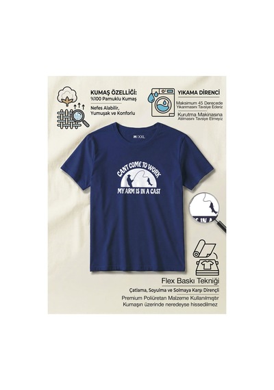 North Whiskers Can't Come To Work Esprili Balıkçı Temalı Baskılı %100 Pamuklu T-shirt Lacivert - 874914674 Lacivert - 874914674 Lacivert