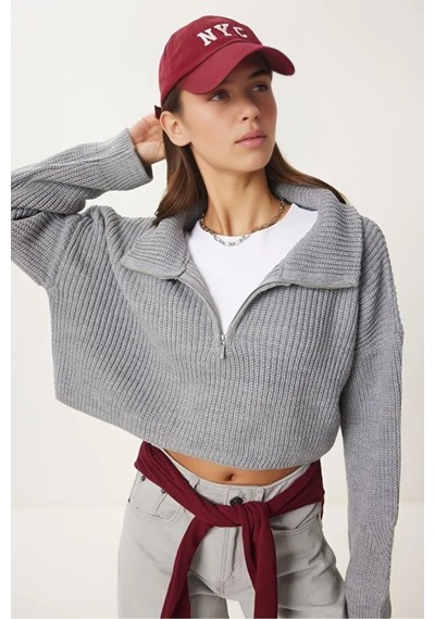 Cloudy Kids Kadın Oversize Fermuarlı Crop Triko Kazak Günlük Kullanım Mevsimlik Gri - 607293446 Gri Cloudy Kids Kadın Oversize Fermuarlı Crop Triko Kazak Günlük Kullanım Mevsimlik Gri - 607293446 Gri
